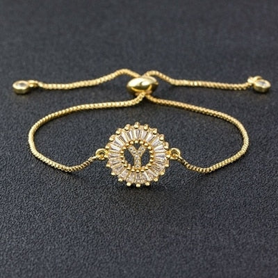 Setting Cubic Zircon Letter Bracelets