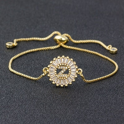 Setting Cubic Zircon Letter Bracelets