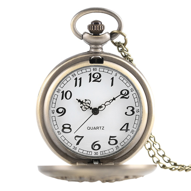Retro Half Hunter Hollow Dragon & Phoenix Design Pendant Men Women Pocket Watch