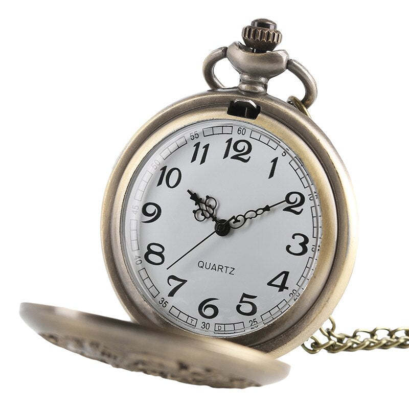 Retro Half Hunter Hollow Dragon & Phoenix Design Pendant Men Women Pocket Watch