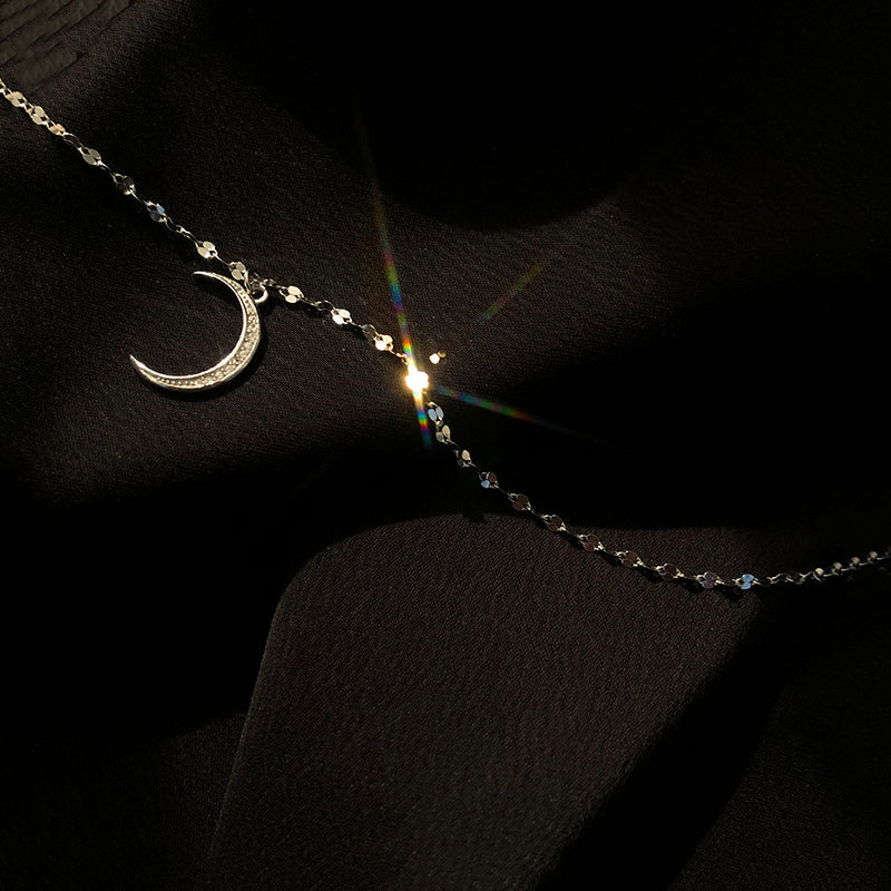 Silver Color Moon Cubic Zircon Anklet Bracelet