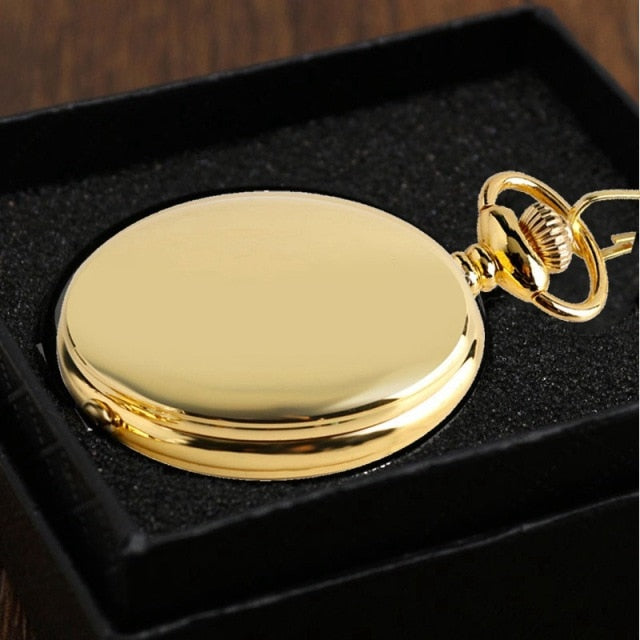 Retro Black Fashion Silver Smooth Steampunk Quartz Pocket Watch