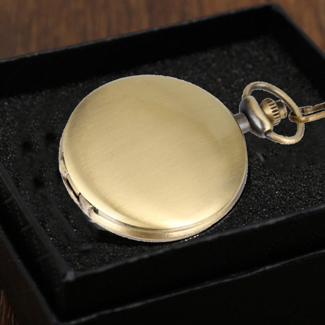 Retro Black Fashion Silver Smooth Steampunk Quartz Pocket Watch