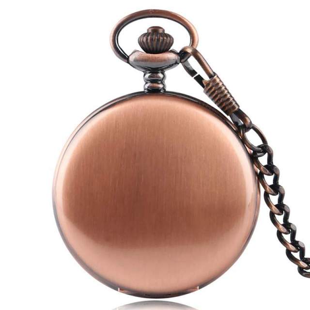 Retro Black Fashion Silver Smooth Steampunk Quartz Pocket Watch