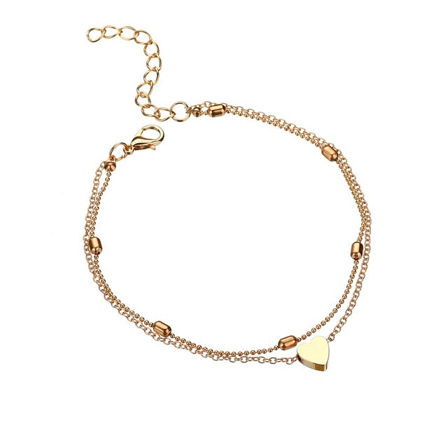 New Fashion Ankle Chain Multi Layer Infinity Gold Color Anklets
