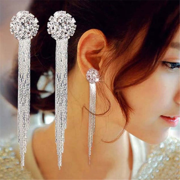 Personality Temperament Crystal Tassel Earrings