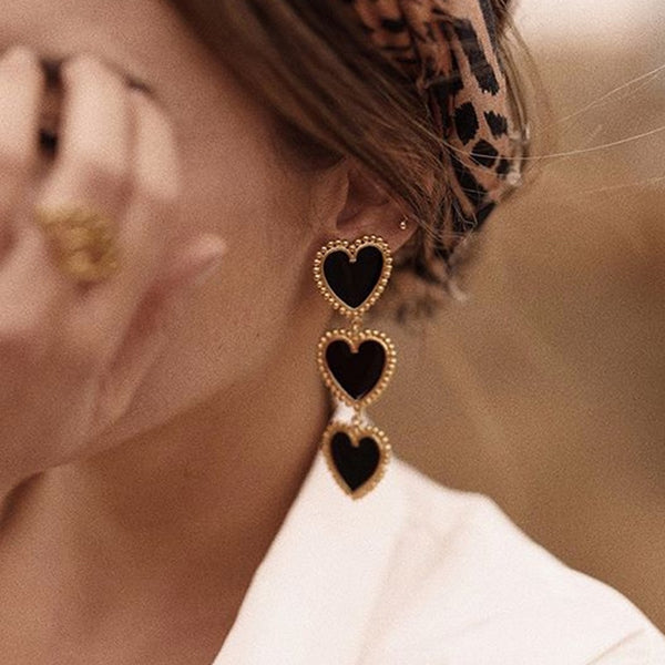Pendientes largos colgantes con forma de corazón para mujer