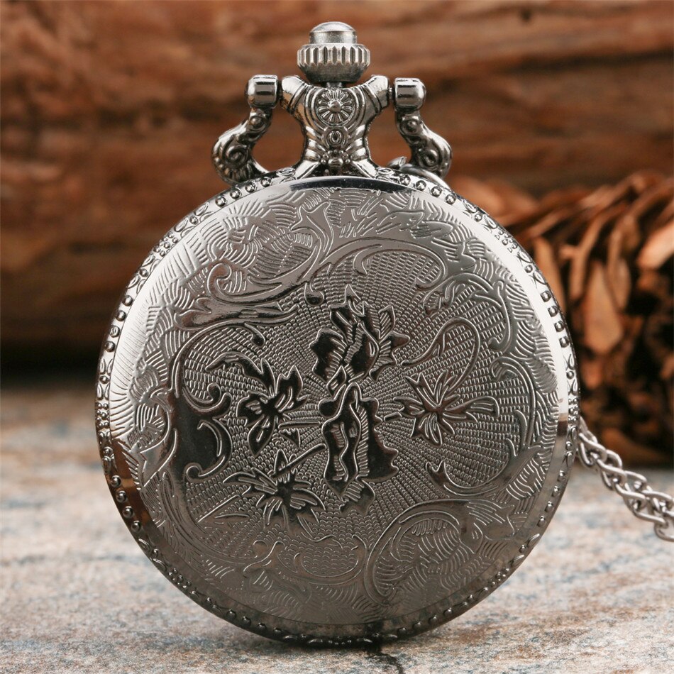 Compass Design Vintage Hollow Skeleton Pocket Watch