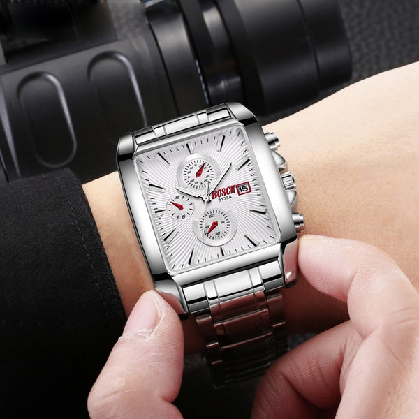 Rectangle Fashion Men Wristwatch  Sports Waterproof Big Dial Clock Male Watches
