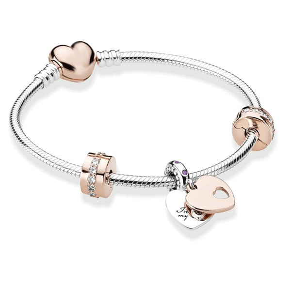 Pulsera europea con dije de corazón