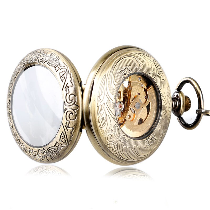 Luxury Bronze Roman Numerals Automatic Mechanical Pocket Watch