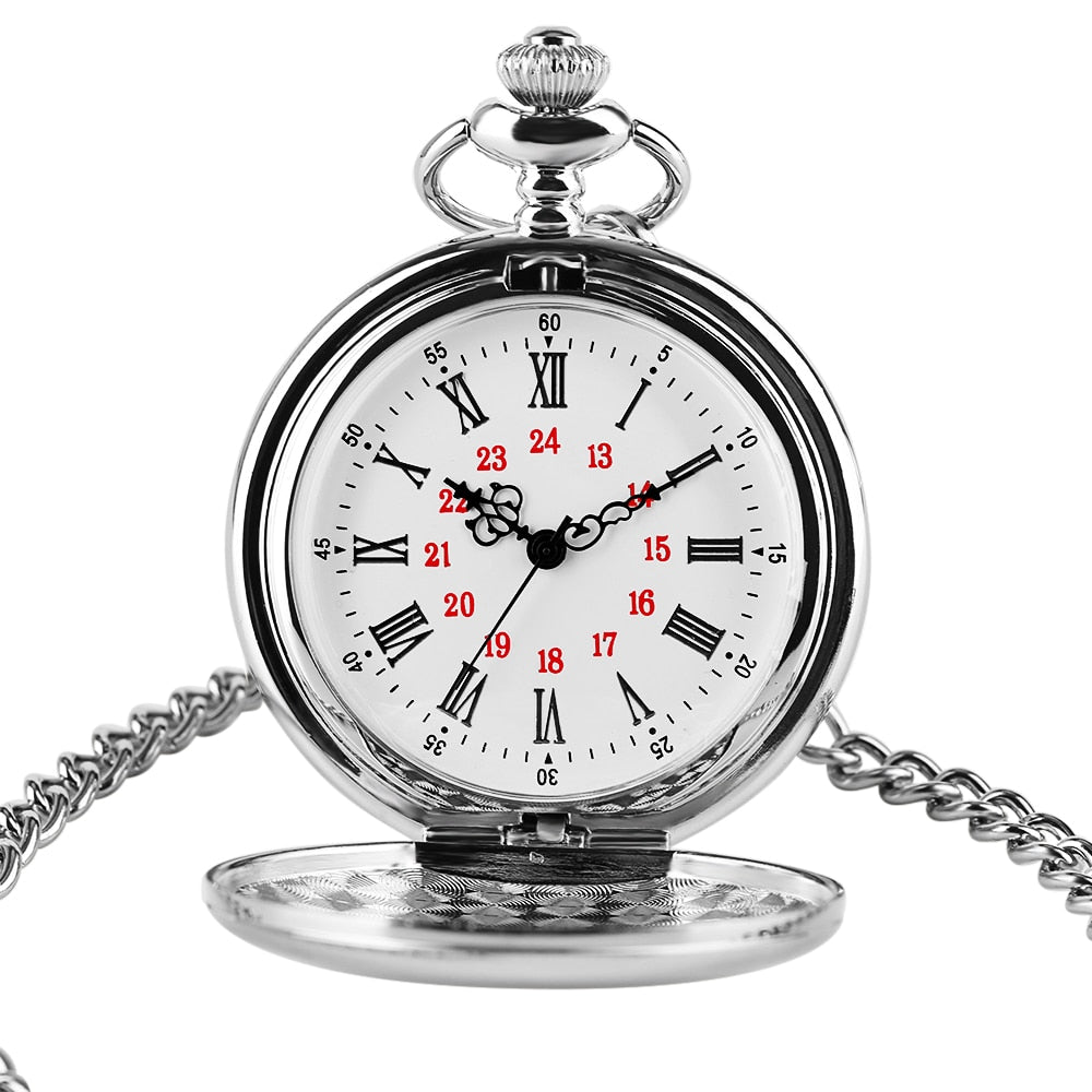 Silver Smooth Quartz Pocket Watch