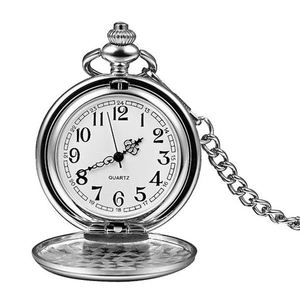 Silver Smooth Quartz Pocket Watch