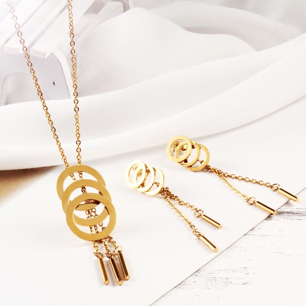 Wedding Fashion Tassel Stainless Steel Jewelry Sets