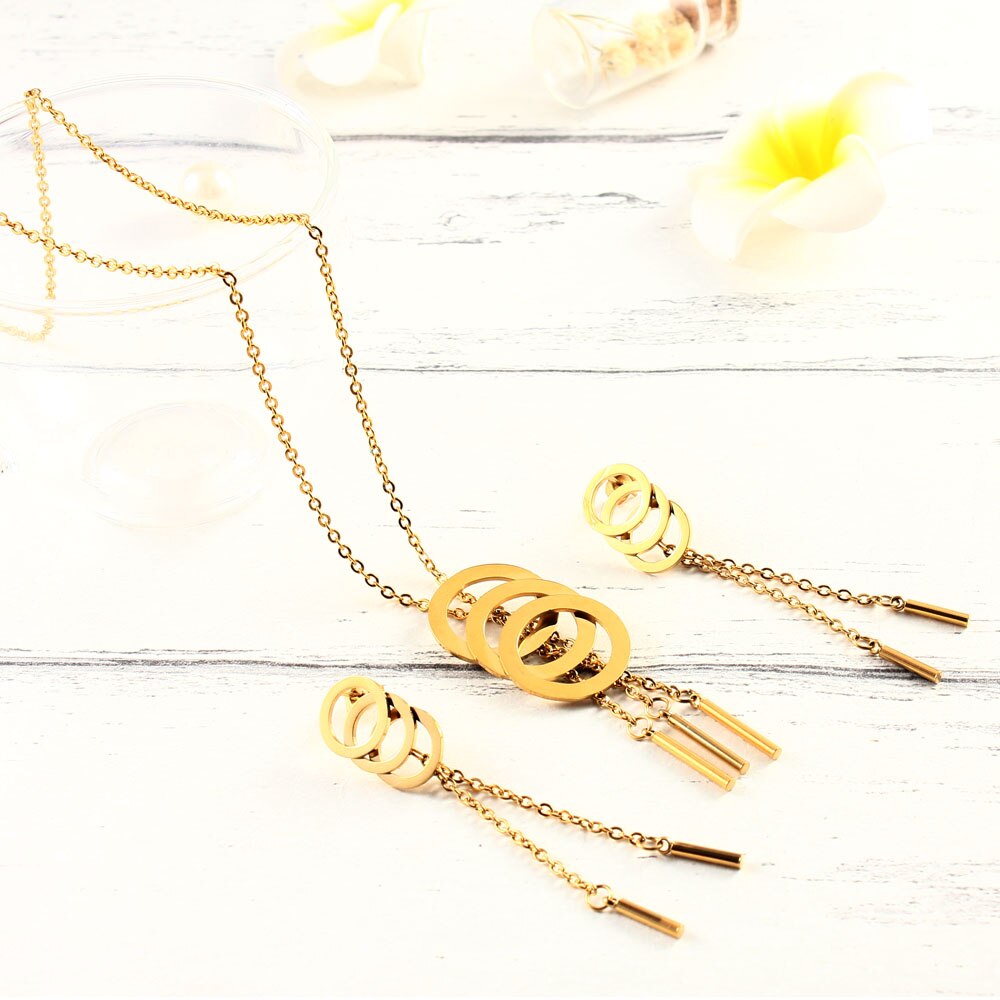 Wedding Fashion Tassel Stainless Steel Jewelry Sets
