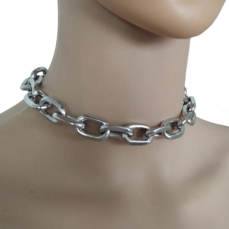 Punk Exaggerated Heavy Metal Big Thick Chain Choker Necklace