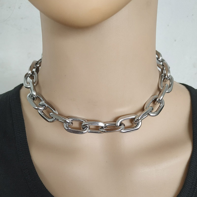 Punk Exaggerated Heavy Metal Big Thick Chain Choker Necklace