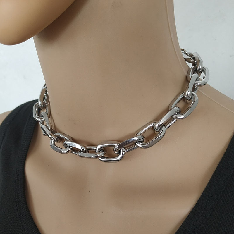 Punk Exaggerated Heavy Metal Big Thick Chain Choker Necklace
