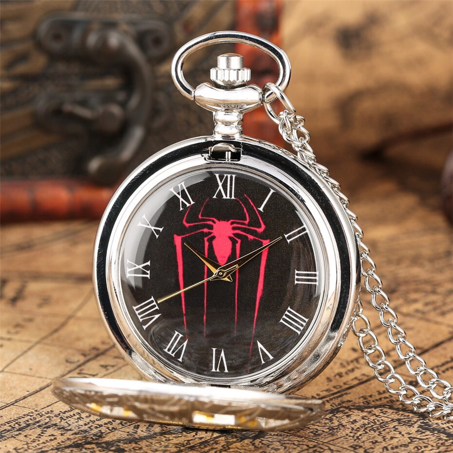 Gold Hollow Spider Design Quartz Pocket Watch