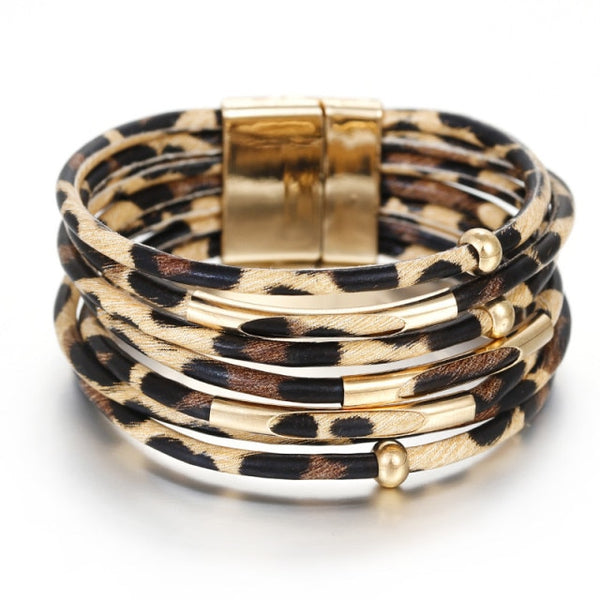 Pulsera ancha multicapa elegante de moda