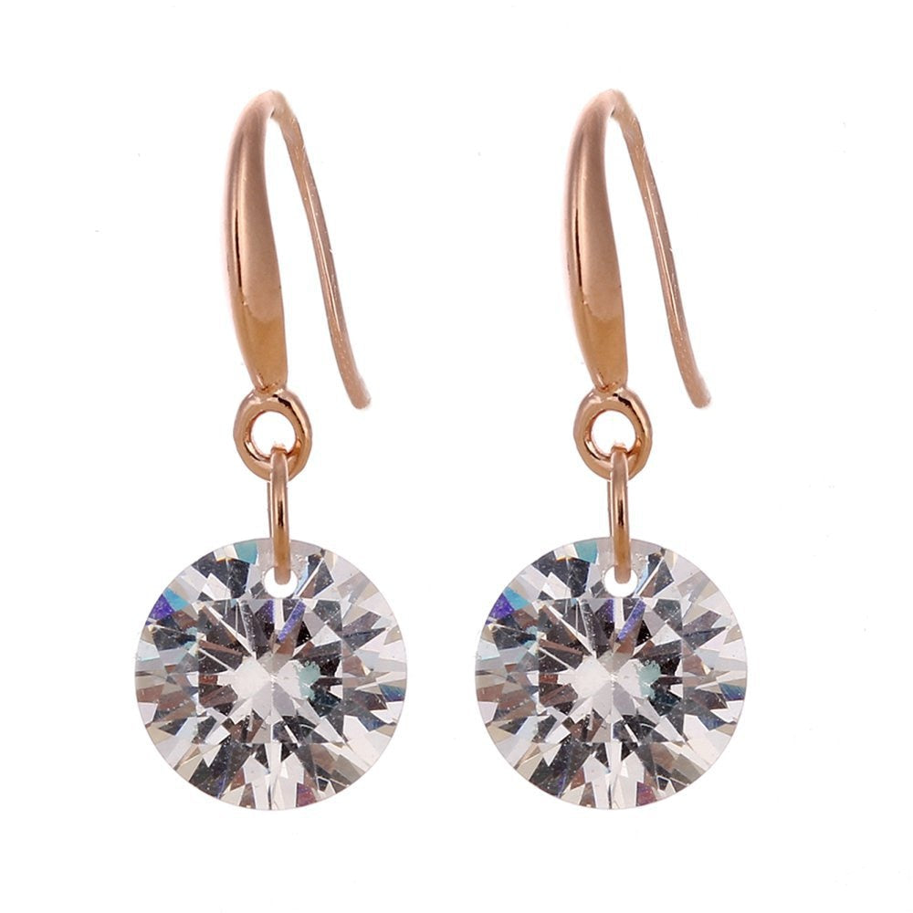Lady Elegant Fashion Noble Zircon Crystal Dangle Drop Earrings