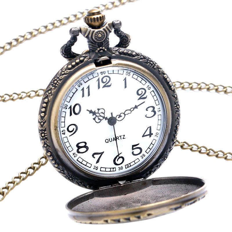 Vintage Retro Bronze Hollow Train Locomotive Steampunk Quartz Pocket Watch