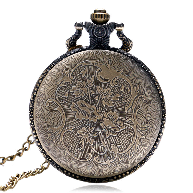 Vintage Retro Bronze Hollow Train Locomotive Steampunk Quartz Pocket Watch