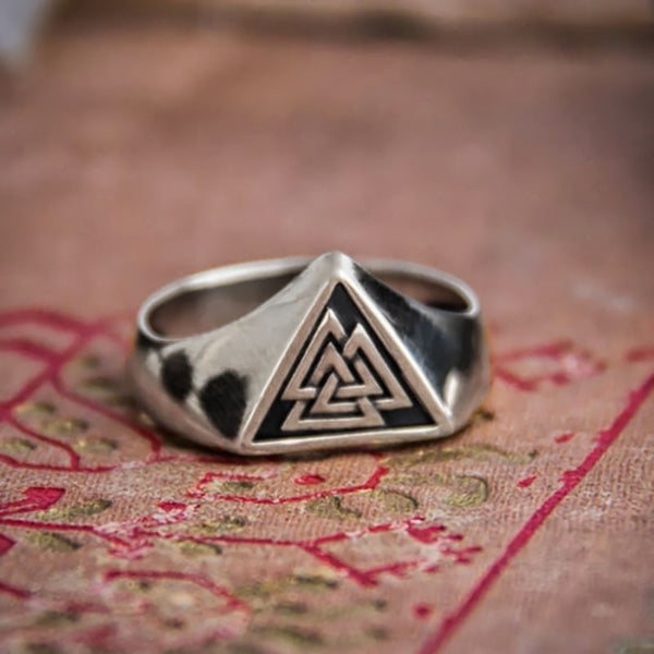 Ancient Valknut Stainless Steel Viking Symbol Ring Nordic Runes Protection Signet Rings