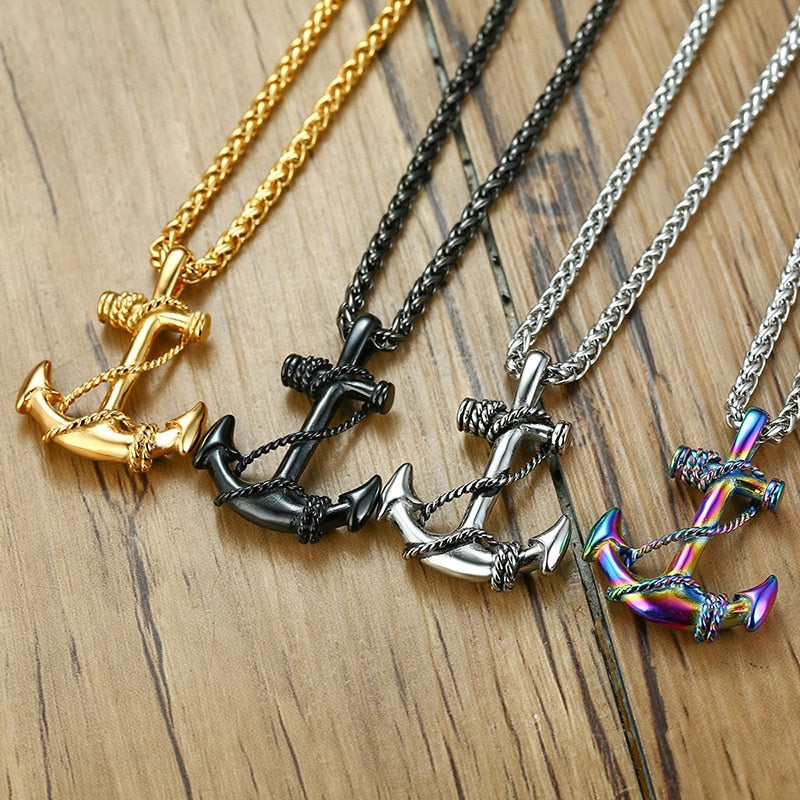Stainless Steel Sea Anchor Sailor Man Men Necklaces