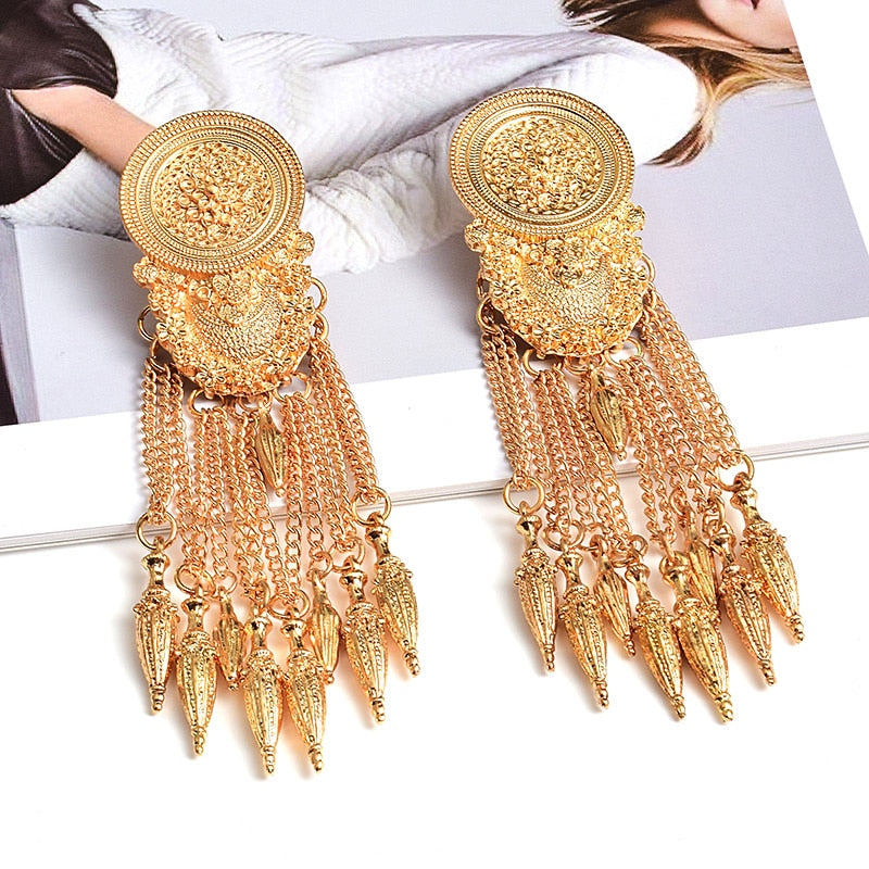 New Long Gold Dangle Drop Earrings