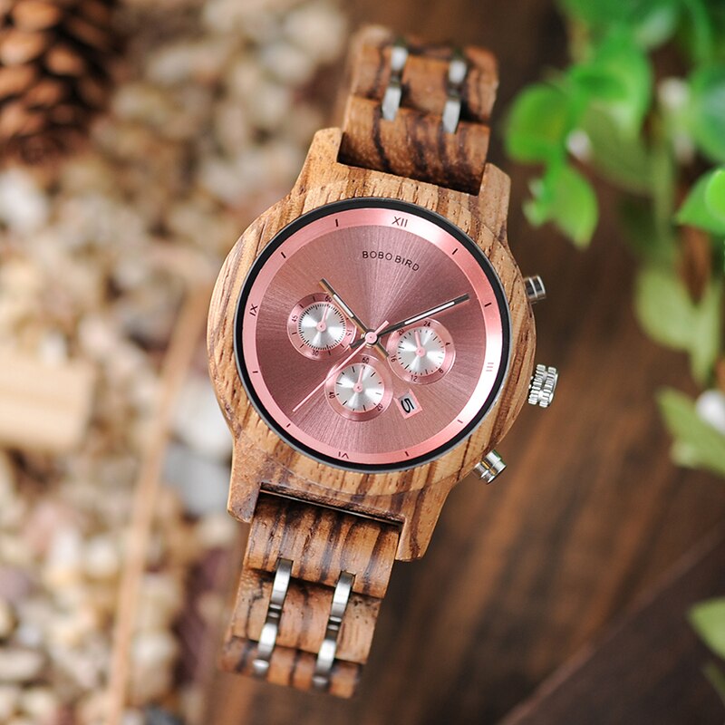 Lovers Couple Wood and Steel Combined Wooden Watch