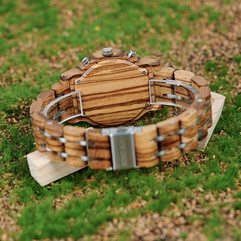 Lovers Couple Wood and Steel Combined Wooden Watch