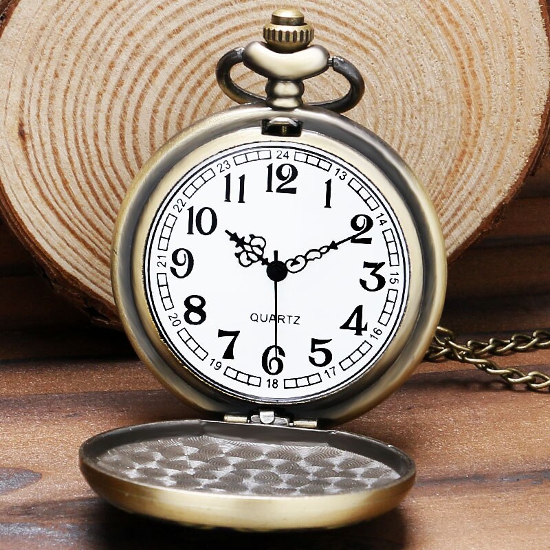 Green Jade Bronze  vintage Pocket Watch Necklace Pendant Chain Men Gift