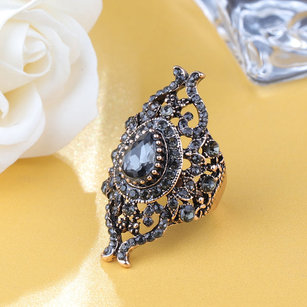 Anillo único de cristal gris para mujer