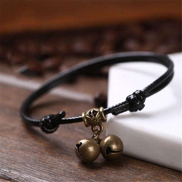 Pulsera de dijes de café rojo y cuerda de cera negra Tobillera Descalza