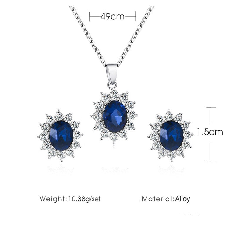 Fashion Luxury Sunflower zircon necklace Earrings jewelry set