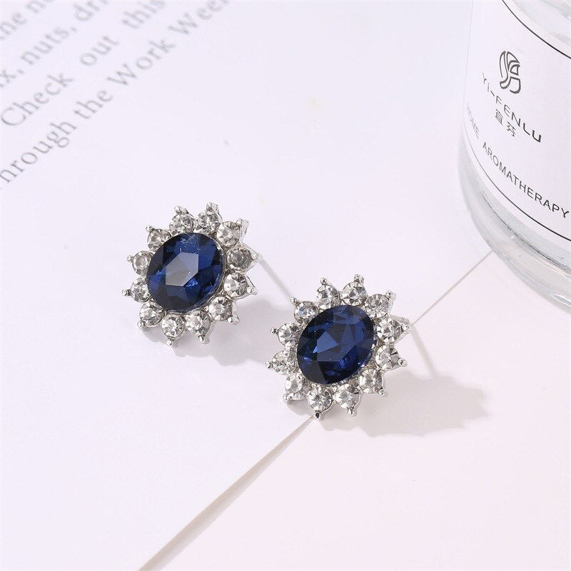 Fashion Luxury Sunflower zircon necklace Earrings jewelry set