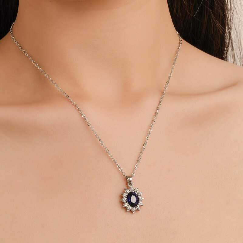 Fashion Luxury Sunflower zircon necklace Earrings jewelry set