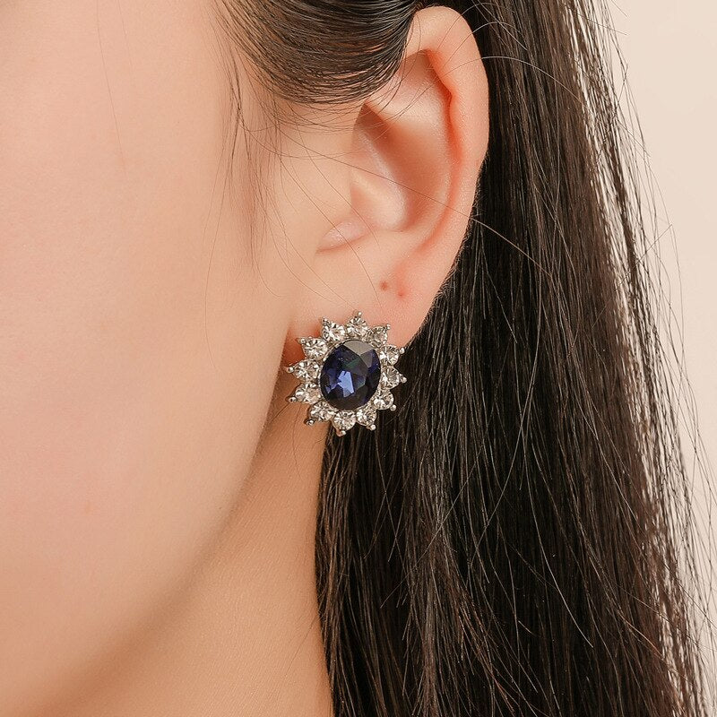 Fashion Luxury Sunflower zircon necklace Earrings jewelry set