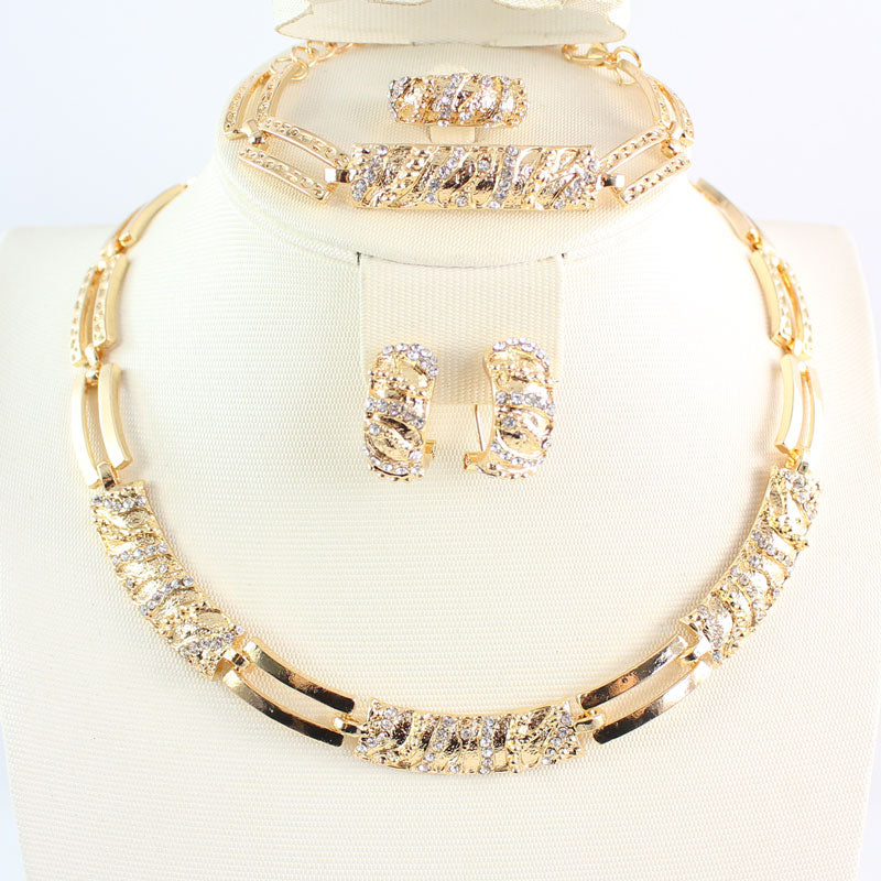 Crystal Necklace Earring Ring Bracelet Jewelries Set