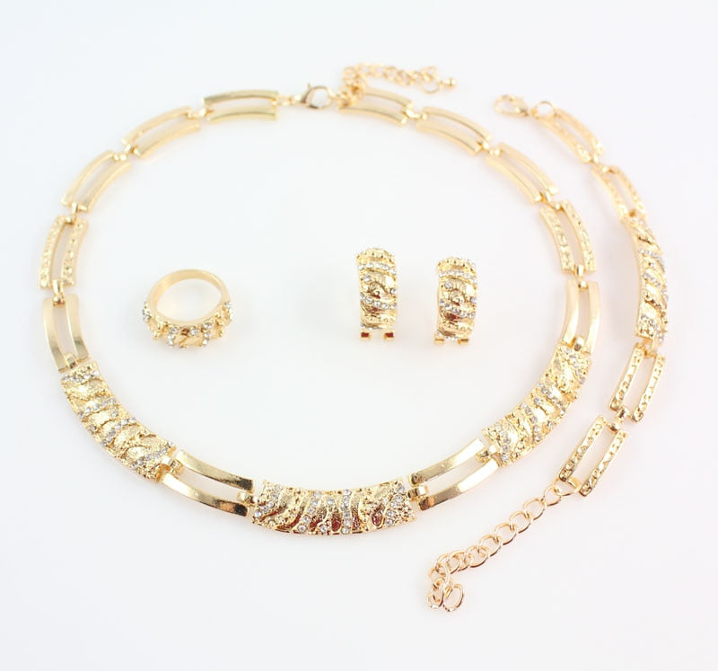 Crystal Necklace Earring Ring Bracelet Jewelries Set