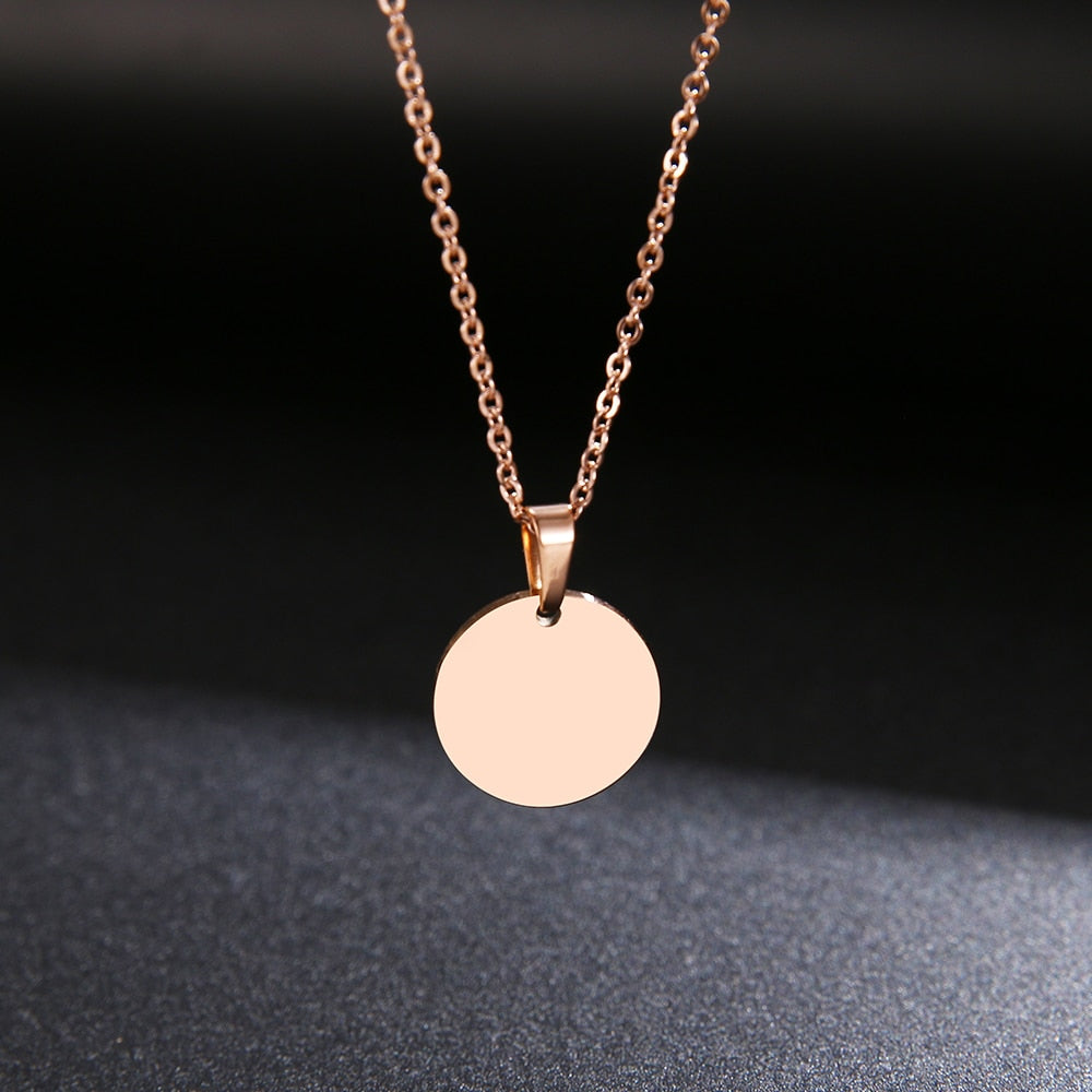 Stainless Steel Necklace Round Circle Pendant