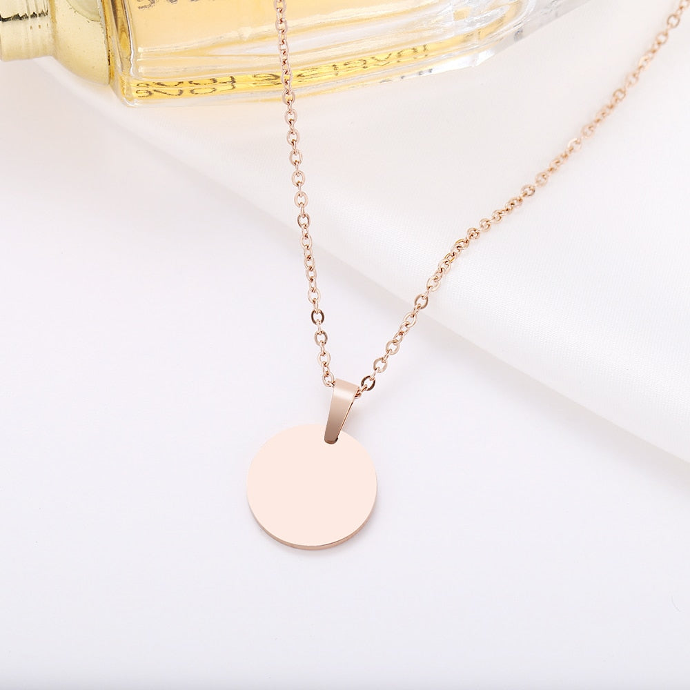 Stainless Steel Necklace Round Circle Pendant