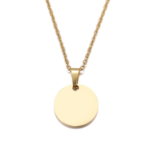 Stainless Steel Necklace Round Circle Pendant