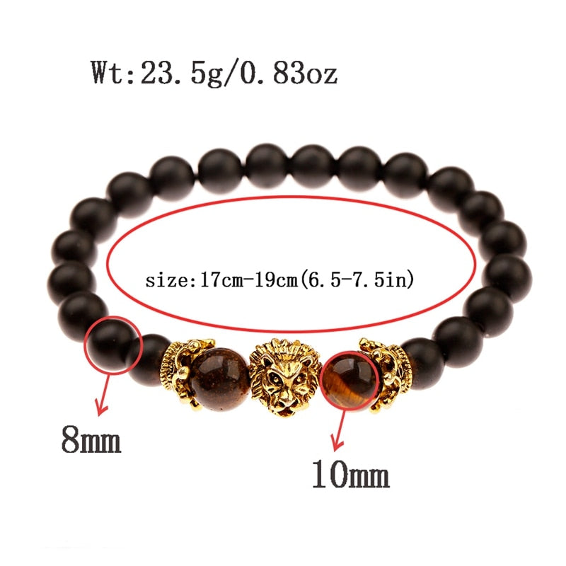 Men Fashion Tiger Eye Onyx Stone  Charm Bracelet