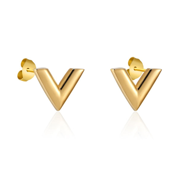 Exquisite Stereoscopic V Pattern Stud Earrings