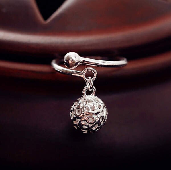 Anillos de bolas huecas de plata de ley 925