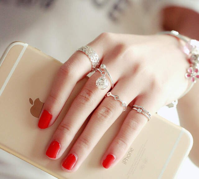925 Sterling Silver Hollow Ball Rings