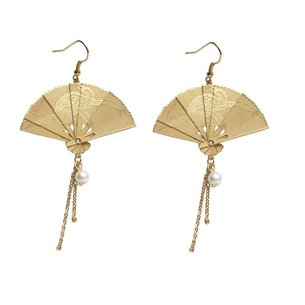 Folding fan modeling Hanging Dangle Women's Earrings
