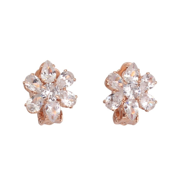 Pendientes de clip geométricos con forma de lágrima y corazón de circonita cúbica AAA, sin perforar